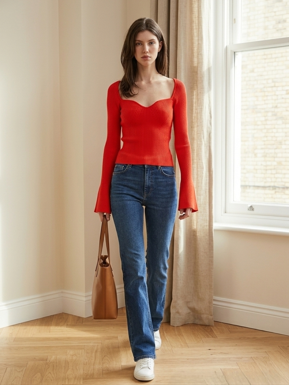 H&M Vibrant Red Ribbed Top